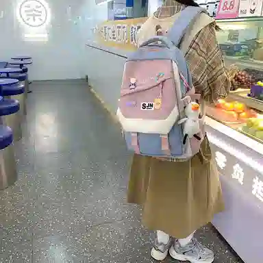 尼格尔大容量双肩背包休闲校园女生尼龙双肩包小学生初中生学生上课书包女多色