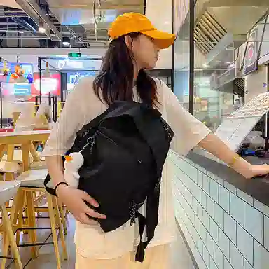 尼格尔新简约撞色书包女韩版尼龙初中高中小学生双肩包学院风大容量背包 多色