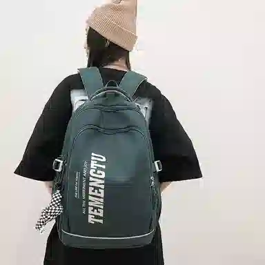 尼格尔简约休闲复古运动风双肩包春季尼龙新款大容量韩版日系背包中学生书包 中号 男女同款 多色