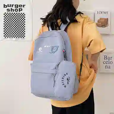 尼格尔 简约小清新校园简单时尚中大学生可爱洋气尼龙书包背包双肩包 女款 多色