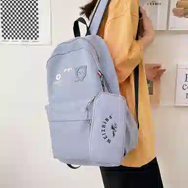 尼格尔 简约小清新校园简单时尚中大学生可爱洋气尼龙书包背包双肩包 女款 多色