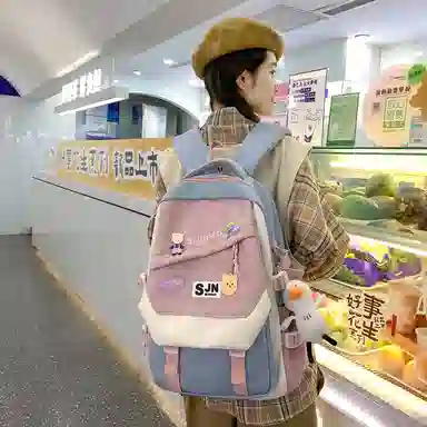 尼格尔大容量双肩背包休闲校园女生尼龙双肩包小学生初中生学生上课书包女多色