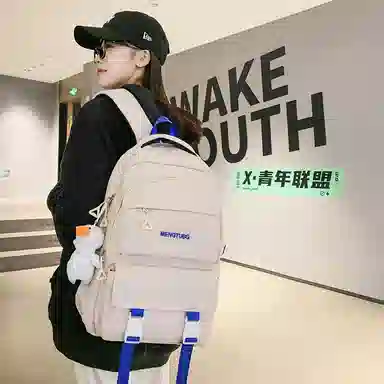 尼格尔 书包男女新款中大学生大容量时尚潮流尼龙双肩包韩版休闲简约背包 男女同款情侣款 多色