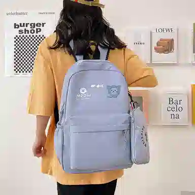 尼格尔 简约小清新校园简单时尚中大学生可爱洋气尼龙书包背包双肩包 女款 多色