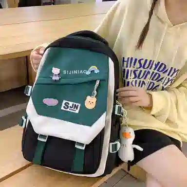 尼格尔大容量双肩背包休闲校园女生尼龙双肩包小学生初中生学生上课书包女多色