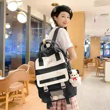 尼格尔大容量双肩包女高中生尼龙电脑旅行背包初中生书包女大学生韩版高颜值 多色