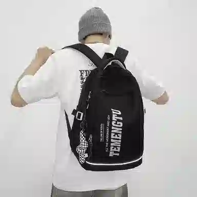 尼格尔简约休闲复古运动风双肩包春季尼龙新款大容量韩版日系背包中学生书包 中号 男女同款 多色