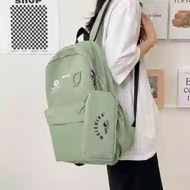 尼格尔 简约小清新校园简单时尚中大学生可爱洋气尼龙书包背包双肩包 女款 多色