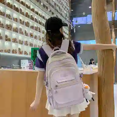 尼格尔工装书包女大学生新款时尚大容量尼龙电脑双肩包睿营背包女士旅行包潮 中号 多色