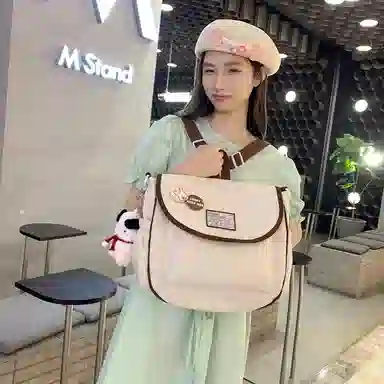 尼格尔 学生斜挎包女生单肩包韩版尼龙初中高中上课补习书包百搭包包 多色