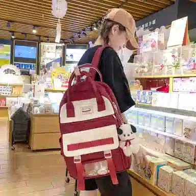 尼格尔大容量双肩包女高中生尼龙电脑旅行背包初中生书包女大学生韩版高颜值 多色