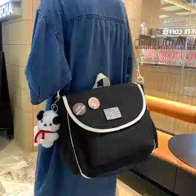 尼格尔 学生斜挎包女生单肩包韩版尼龙初中高中上课补习书包百搭包包 多色