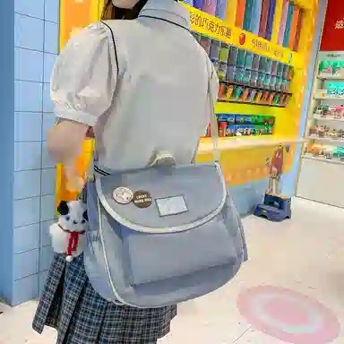 尼格尔 学生斜挎包女生单肩包韩版尼龙初中高中上课补习书包百搭包包 多色