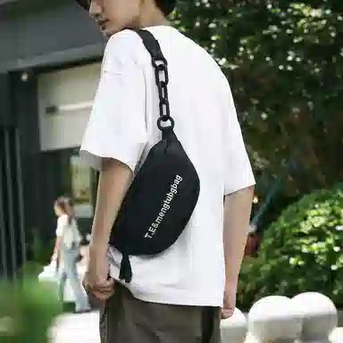 尼格尔情侣简约单肩斜挎包 街头休闲百搭运动单肩包 尼龙个性质感便携式胸包  男女同款