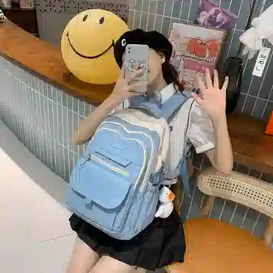 尼格尔工装书包女大学生新款时尚大容量尼龙电脑双肩包睿营背包女士旅行包潮 中号 多色