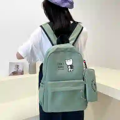 尼格尔 新款学生可爱卡通时尚字母大容量旅行优质面料书包背包双肩包 女款 多色