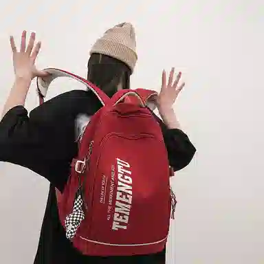 尼格尔简约休闲复古运动风双肩包春季尼龙新款大容量韩版日系背包中学生书包 中号 男女同款 多色