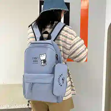 尼格尔 新款学生可爱卡通时尚字母大容量旅行优质面料书包背包双肩包 女款 多色