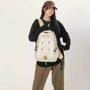 尼格尔 潮流时尚双肩包旅游休闲背包通勤大容量初高中学生书 尼龙 男女同款情侣款 多色