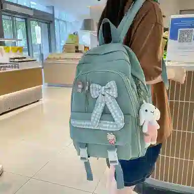 尼格尔 小学生书包蝴蝶结可爱甜美尼龙书包背包双肩包 女款 多色