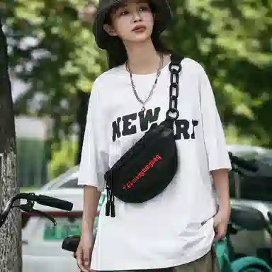 尼格尔情侣简约单肩斜挎包 街头休闲百搭运动单肩包 尼龙个性质感便携式胸包  男女同款