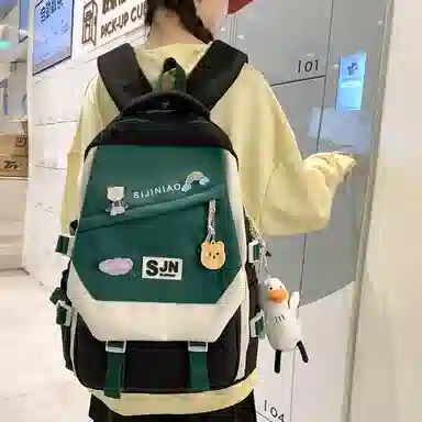 尼格尔大容量双肩背包休闲校园女生尼龙双肩包小学生初中生学生上课书包女多色