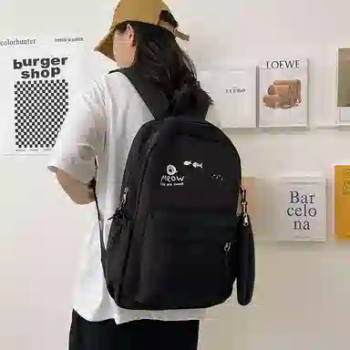 尼格尔 简约小清新校园简单时尚中大学生可爱洋气尼龙书包背包双肩包 女款 多色