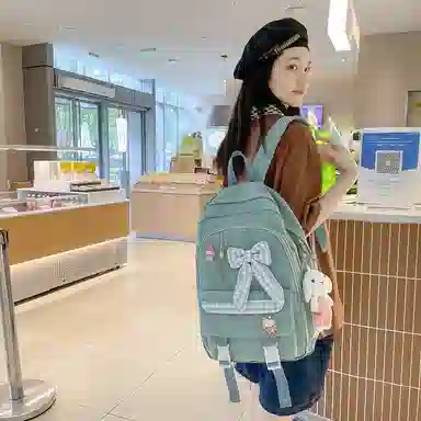 尼格尔 小学生书包蝴蝶结可爱甜美尼龙书包背包双肩包 女款 多色