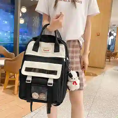 尼格尔大容量双肩包女高中生尼龙电脑旅行背包初中生书包女大学生韩版高颜值 多色