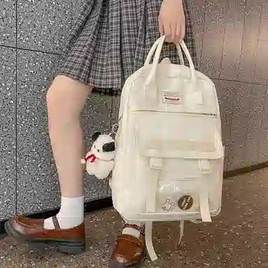 尼格尔大容量双肩包女高中生尼龙电脑旅行背包初中生书包女大学生韩版高颜值 多色