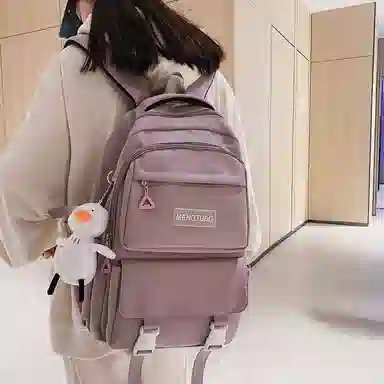 尼格尔 书包男女新款中大学生大容量时尚潮流尼龙双肩包韩版休闲简约背包 男女同款情侣款 多色