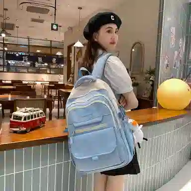 尼格尔工装书包女大学生新款时尚大容量尼龙电脑双肩包睿营背包女士旅行包潮 中号 多色