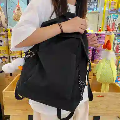 尼格尔新简约撞色书包女韩版尼龙初中高中小学生双肩包学院风大容量背包 多色