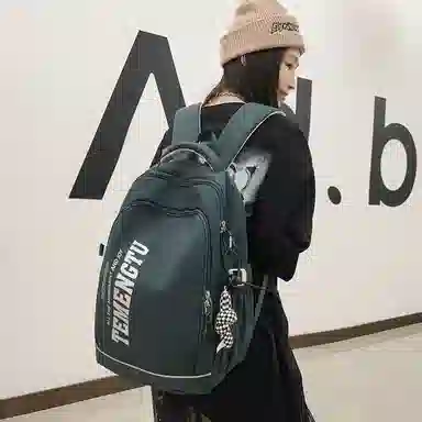 尼格尔简约休闲复古运动风双肩包春季尼龙新款大容量韩版日系背包中学生书包 中号 男女同款 多色