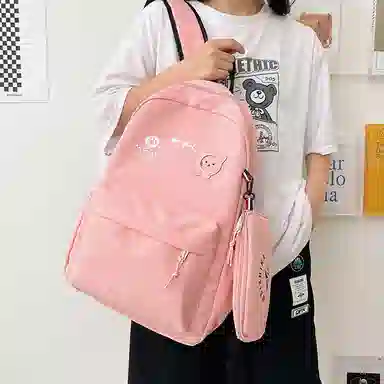 尼格尔 简约小清新校园简单时尚中大学生可爱洋气尼龙书包背包双肩包 女款 多色