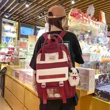 尼格尔大容量双肩包女高中生尼龙电脑旅行背包初中生书包女大学生韩版高颜值 多色