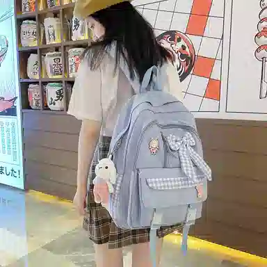 尼格尔 小学生书包蝴蝶结可爱甜美尼龙书包背包双肩包 女款 多色