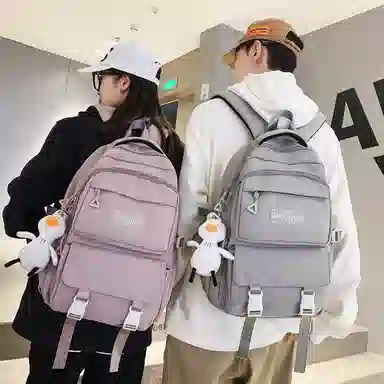 尼格尔 书包男女新款中大学生大容量时尚潮流尼龙双肩包韩版休闲简约背包 男女同款情侣款 多色