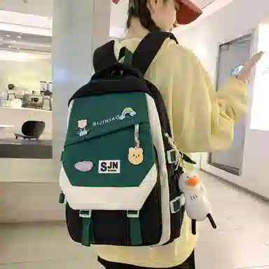 尼格尔大容量双肩背包休闲校园女生尼龙双肩包小学生初中生学生上课书包女多色