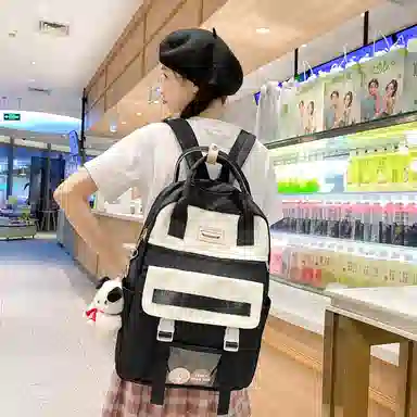 尼格尔大容量双肩包女高中生尼龙电脑旅行背包初中生书包女大学生韩版高颜值 多色