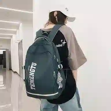 尼格尔简约休闲复古运动风双肩包春季尼龙新款大容量韩版日系背包中学生书包 中号 男女同款 多色