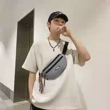 尼格尔手机腰包潮牌男士胸包日系简约轻便尼龙单肩小背包女休闲运动斜挎包男女同款情侣款 多色