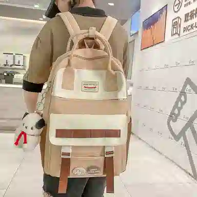 尼格尔大容量双肩包女高中生尼龙电脑旅行背包初中生书包女大学生韩版高颜值 多色