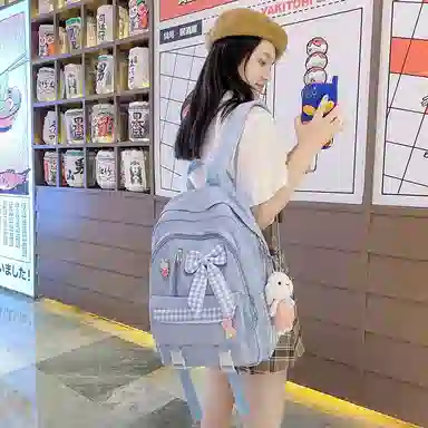 尼格尔 小学生书包蝴蝶结可爱甜美尼龙书包背包双肩包 女款 多色