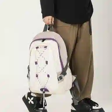 尼格尔 潮流时尚双肩包旅游休闲背包通勤大容量初高中学生书 尼龙 男女同款情侣款 多色