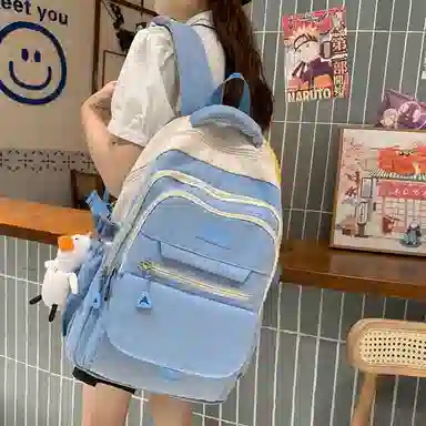 尼格尔工装书包女大学生新款时尚大容量尼龙电脑双肩包睿营背包女士旅行包潮 中号 多色