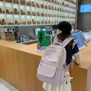 尼格尔工装书包女大学生新款时尚大容量尼龙电脑双肩包睿营背包女士旅行包潮 中号 多色