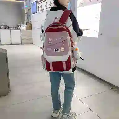 尼格尔大容量双肩背包休闲校园女生尼龙双肩包小学生初中生学生上课书包女多色