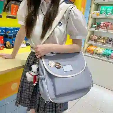 尼格尔 学生斜挎包女生单肩包韩版尼龙初中高中上课补习书包百搭包包 多色