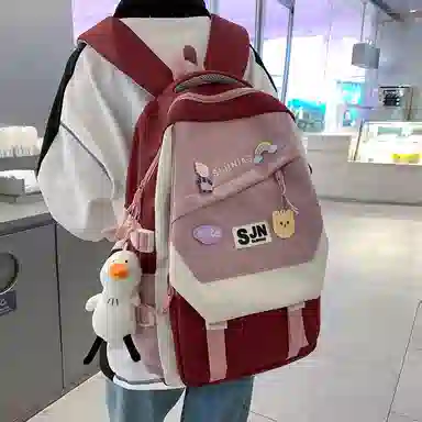 尼格尔大容量双肩背包休闲校园女生尼龙双肩包小学生初中生学生上课书包女多色